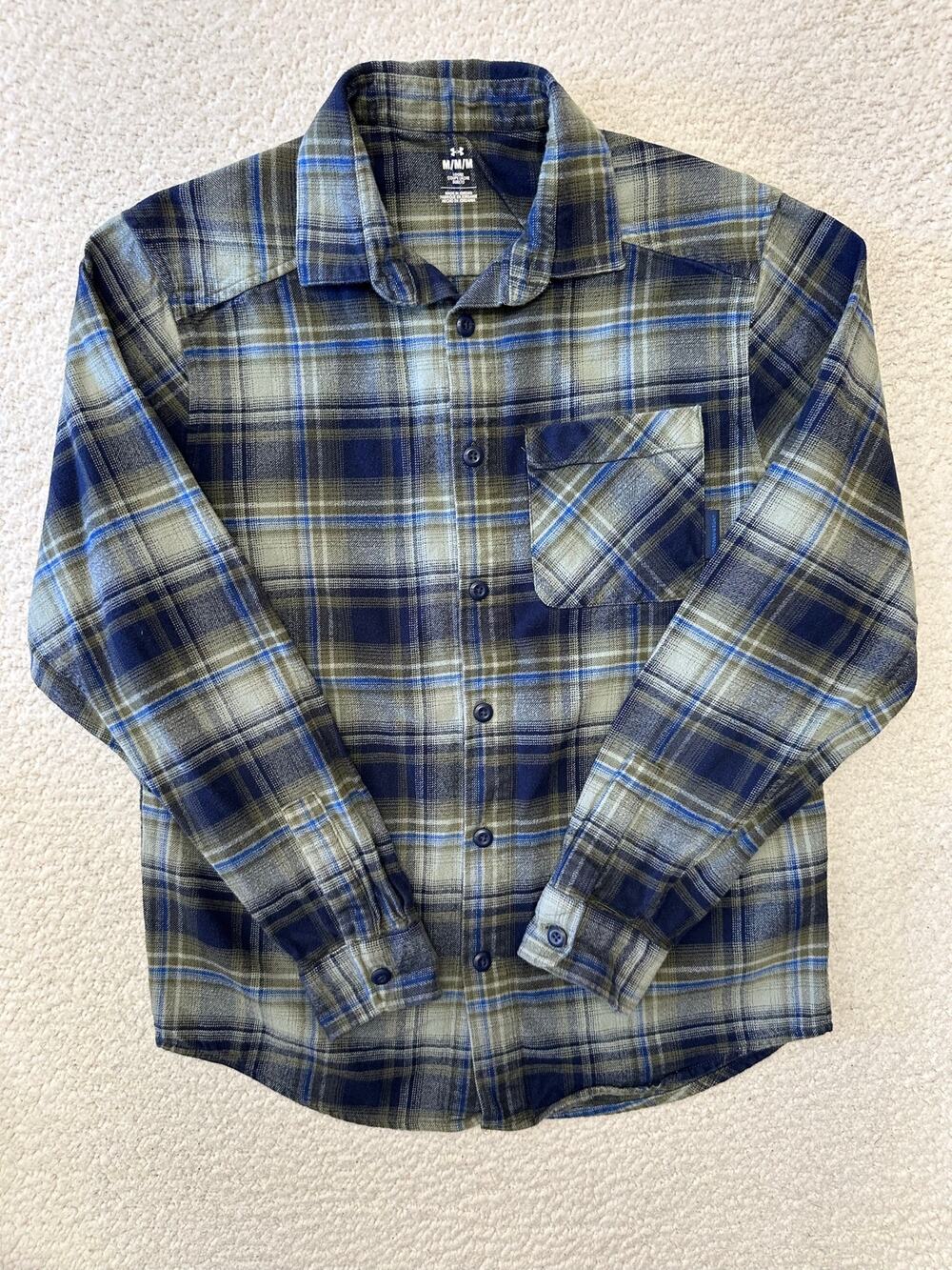 Under Armour Mens Long Sleeve Button Down Expanse Flannel Shirt Medium